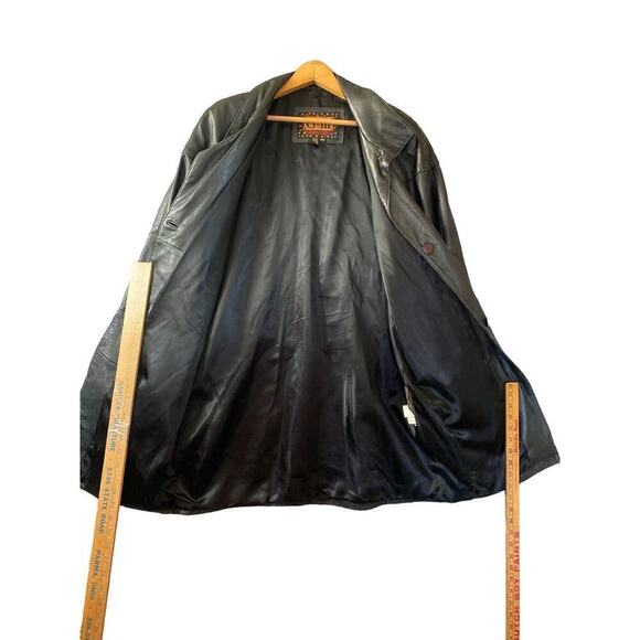 G-III Jackets & Blazers - Vintage 80s 90s G-III Ultra Fashion Long Black Leather Jacket Womans Size Medium